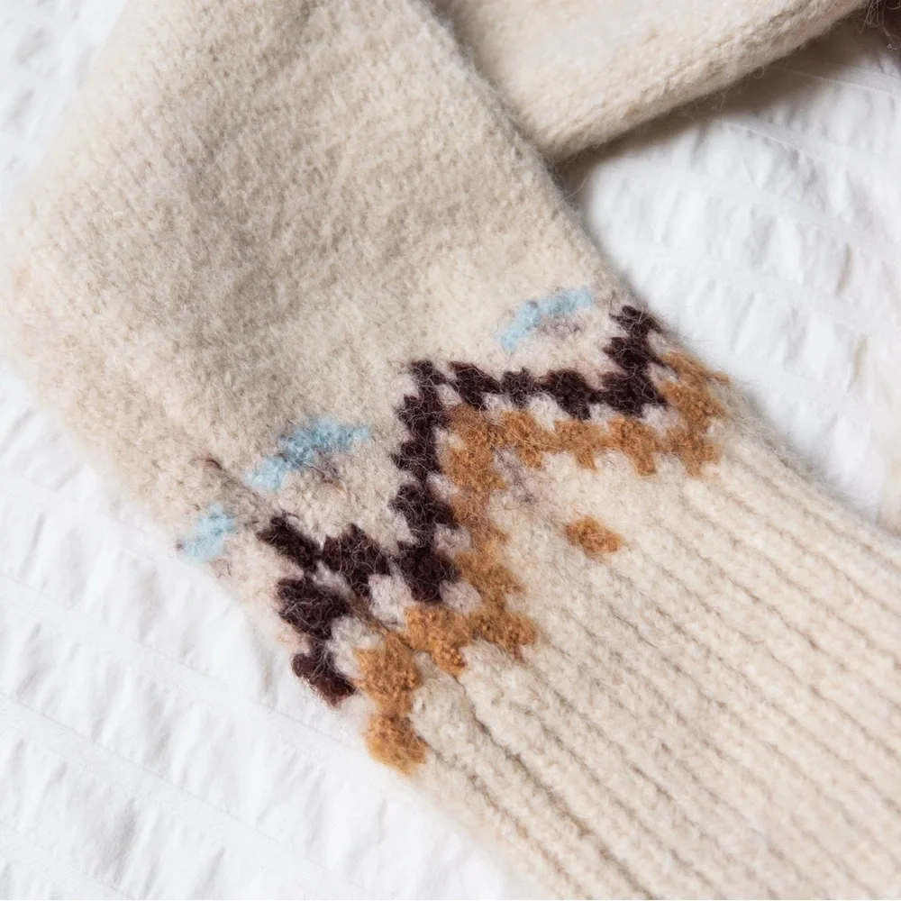 Lulu's Cream and Brown Patterned Turtleneck Sweater - Picture 5 of 9